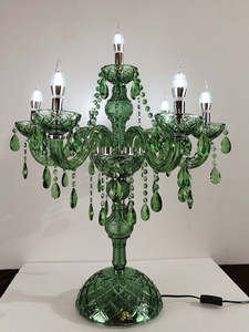 6 + 1 cánh tay vàng hiện đại Glass E14 bóng đèn cơ sở K9 pha lê Đèn bàn cho phòng khách trang trí nội thất - Product Image 4