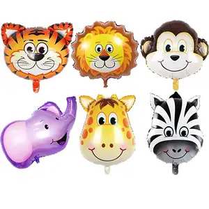 Маленькие воздушные шары в виде головы животных, мини-Слон, обезьяна, майлар, воздушные шары для рук, для джунглей, сафари, животных, зоопарка, тематическое украшение для вечеринки