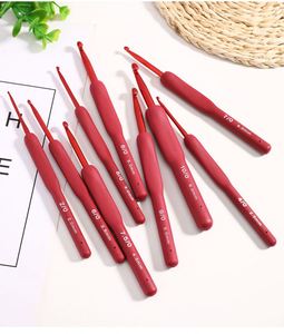 New Knitting Tool Tpr Silica Gel Red Handle Glue Aluminum <b>Crochet</b> Complete Set of 9 - Product Image 2