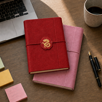 Carnet à couverture rigide en cuir PU personnalisé avec fermeture enveloppante, emblème de dragon en métal, logo personnalisé
