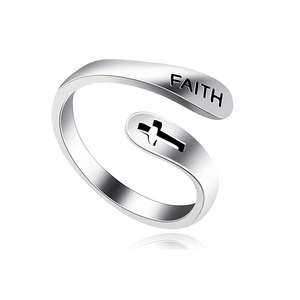 Gioielli Christian Regolabile in acciaio inox Religioso croce <span class=keywords><strong>fede</strong></span> <span class=keywords><strong>anello</strong></span> di barretta 925 sterling silver <span class=keywords><strong>fede</strong></span> anelli per le donne - Product Image 1