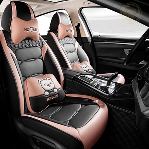 Set Completo di Lusso 9 Pezzi <span class=keywords><strong>Coprisedili</strong></span> Auto <span class=keywords><strong>Universali</strong></span> in Pelle Traspirante Impermeabile 5D per Tutte le Stagioni con Logo Personalizzato - Product Image 2
