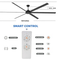 En vente kit de ventilateur de plafond à pales en aluminium noir 120 pouces grand ventilateur de plafond industriel bldc 220v pour entrepôt
