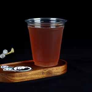 Gobelets en plastique transparents jetables et réutilisables personnalisés avec logo imprimé, PET 98 mm, pour thé au lait, café froid, sans couvercles - Product Image 2