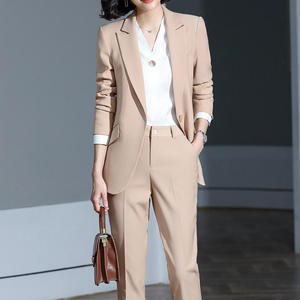 Nuovo Design <span class=keywords><strong>Blazer</strong></span> da Donna Slim Fit <span class=keywords><strong>in</strong></span> Lana a Quadri Antipiega con Bottone Singolo - Product Image 3