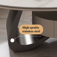 Table basse en pierre frittée, style luxe léger, moderne et minimaliste, combinaison acier inoxydable, ovale, pour salon et maison