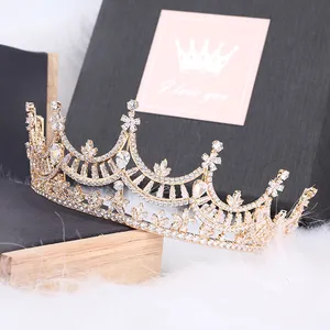 24K Gold/ Platinum Plated Zircon Crown Bridal Hair Accessories Wedding Tiara For Brides Women Pageant Party Crown Factory Direct