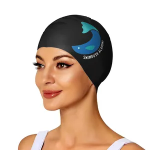 Wholesale Customize Print Waterproof Swim Cap for Unisex Adult Silicone Waterproof Durable Outdoor Water Sports Swim Cap