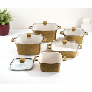 Ensemble de casseroles de haute qualité avec revêtement en marbre antiadhésif, grandes casseroles carrées ondulées, ensemble de casseroles en <span class=keywords><strong>fonte</strong></span> - Product Image 5