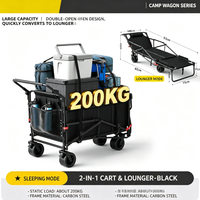 Chariot de camping multifonction pliable convertible en lit de repos, chariot de plage portable pour l'extérieur, vente en gros