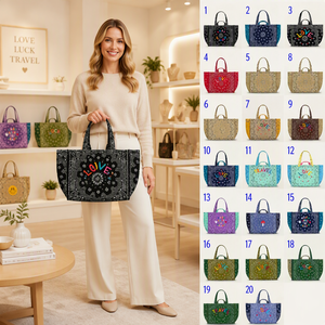 <span class=keywords><strong>Borsa</strong></span> Tote Trapuntata con Stampa Paisley Ricamata Pronta per la Spedizione, <span class=keywords><strong>Borsa</strong></span> a Spalla Personalizzabile con Nome, <span class=keywords><strong>Borsa</strong></span> Casual Boho per lo Shopping - Product Image 4