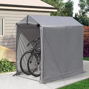 <span class=keywords><strong>Abri</strong></span> de rangement portable en métal pour extérieur 3 x 6 pieds avec porte à fermeture éclair enroulable pour vélo, moto, respectueux de l'environnement - Product Image 2