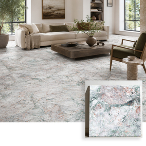 Carreaux de sol en porcelaine antidérapants 60x60 cm, aspect marbre multicolore mat, veinage <span class=keywords><strong>vert</strong></span> et rose, pour salon et chambre à coucher - Product Image 1