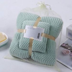 I-0673 Wholesale Plaid Square Coral Fleece Quick-Dry Woven <b>Bath</b> <b>Towel</b> <b>Set</b> Soft Absorbent Eco-Friendly Child-Proof Adult Use - Product Image 6