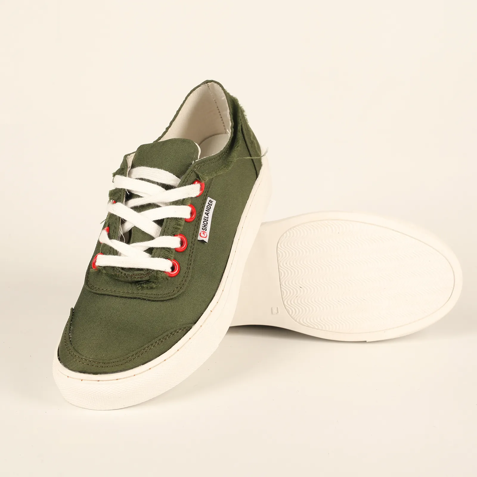 Yeşil dantel up kolej tarzı kanvas ayakkabılar baskılı logo giyilebilir vulkanize kauçuk taban ayakkabı