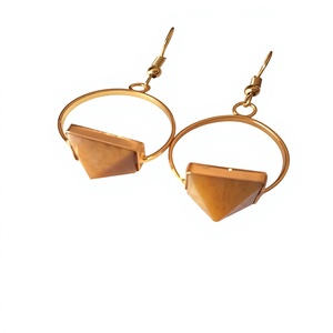 Pendientes de Pirámide de Cuarzo Rosa Hechos a Mano, Modernos, para Mujer, Chapados en Oro Antiguo, Joyería de Moda con Cristales, para Navidad y Acción de Gracias - Product Image 2