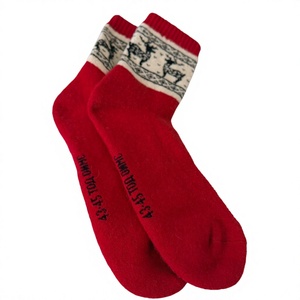 Men's Red Christmas Reindeer Pattern Ankle <b>Socks</b> Knitted Wool Fiber Breathable Winter Daily wear - Product Image 2