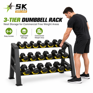 SK B58 Porta Manubri a 3 Livelli Commerciale, Supporto per Pesi Liberi per l'Organizzazione e l'Layout dell'Area di Allenamento della Palestra - Product Image 3