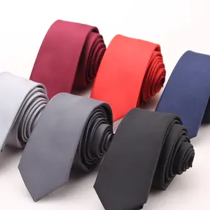 Wholesale Red Navy Gift Neck Tie 100% Polyester Multiplecolor Plain Black Tie Mens Necktie