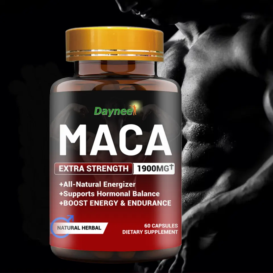 Maca Capsules Dietary Supplement to Boost Energy Endurance 60 Capsules for Men