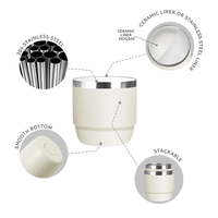 Vente en gros de tasses à expresso en acier inoxydable de 4oz 6oz Mini gobelet en céramique tasse de voyage avec couvercles thermiques pour boire du café