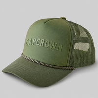 Casquette de camionneur en mousse vert olive de haute qualité avec logo brodé 3D personnalisé, dos en maille, casquette de baseball pour homme, idéale pour les aventures en plein air