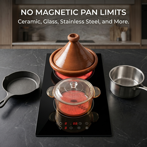 Table <span class=keywords><strong>de</strong></span> <span class=keywords><strong>cuisson</strong></span> électrique encastrable OEM personnalisée à 2 brûleurs en céramique 30 cm, type <span class=keywords><strong>Domino</strong></span> vertical, étanche, à commande tactile indépendante, pour usage domestique et hôtelier - Product Image 4