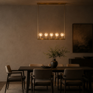 Luxury Brass Linear Chandelier Faceted Crystal <b>Globe</b> Pendant <b>Light</b> For Residential Dining Space Kitchen Island - Product Image 1