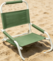 Chaise pliante portable en aluminium moderne à profil bas avec tissu en polyester pour la plage, le parc et le camping en plein air