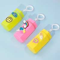 Vente en gros mignon Macaron porte-monnaie en silicone sac de rangement pour écouteurs mini porte-clés bricolage avec breloque
