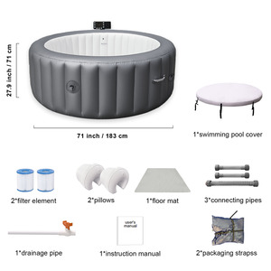 <span class=keywords><strong>Spa</strong></span> <span class=keywords><strong>gonflable</strong></span> pour 2-3 personnes, idéal pour les fêtes de famille en plein air dans le jardin, relaxation avec système de massage à bulles et lumières LED - Product Image 1