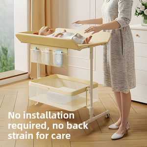 Table à langer multifonctionnelle pliable avec massage et fonction tactile pour nouveau-nés, portable et réglable en hauteur - Product Image 2