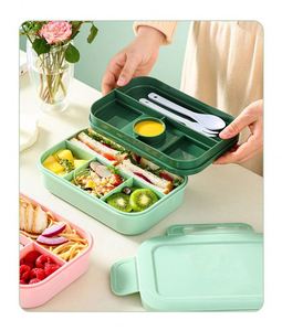 1000ml Multi-Compartment Bento Box with Sauce Jar Utensils BPA-Free Leakproof <b>Lunch</b> Container - Product Image 4