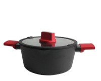 Casserole en aluminium forgé antiadhésive pour la cuisine domestique avec couvercle en verre trempé et couvercle résistant à la chaleur