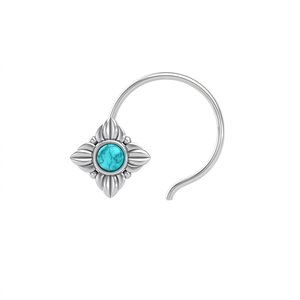 Bijou de nez vintage en argent sterling 925 de qualité supérieure, motif fleur turquoise, serti clos, pour usage quotidien - Product Image 1