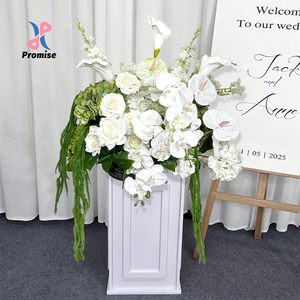 Realistic Wedding Welcome Sign Silk <b>Artificial</b> Floral Decor with White Orchid and Calla Lily Arrangement - Product Image 2