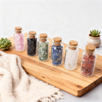 Ensemble de bouteilles de gravier en cristal Roll-on Oil Glass Gemstone Fluorite Chips Natural Healing Reiki Stones Bottles