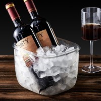 Seau à glace portable de luxe en plastique, design créatif, avec pinces, forme rectangulaire moderne et minimaliste, indispensable pour l'été, pour bar à boissons et fruits