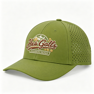 OEM Waterproof 5 Panel <b>Black</b> Golf Hat Perforated Snapback Baseball <b>Cap</b> Rope Hat Premium With Custom Logo for <b>Men</b> Water Proof - Product Image 1