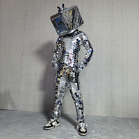 TV-spiegelpak Robot Televisie Party Helm Hoofdkostuumpak Volwassen Cosplay Gouden Zilveren Reflecterende Spiegelmasker Nachtclub