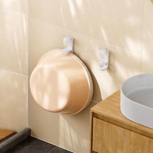 Yimijia Adhesive Hook Wall Mounted Basin Hook White ABS Extendable For Bathroom Kitchen Toilet - Product Image 1