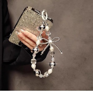 Personalized Creative <b>Bow</b> Bead Wrist Hanging Rope with Crystal Chain Acrylic Hand-held <b>Clip</b> for Phone Cases Key Bags Pendants - Product Image 2