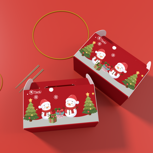 Diseño personalizado para llevar Cupcake caja de papel <span class=keywords><strong>Happy</strong></span> <span class=keywords><strong>Meal</strong></span> caja de embalaje de alimentos caja de <span class=keywords><strong>regalo</strong></span> de Navidad con asa - Product Image 4