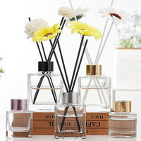 Nouvelle Arrivée Transparent Thé Couleur 100ml Cylindre Verre Bois Boule Cap Bâton Vide Maison Parfum Diffuseur Bouteille