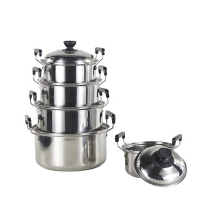 Utensilios de cocina de acero inoxidable, 16/18/20/22/24cm, ollas de forma recta, 10 Uds. - Product Image 1