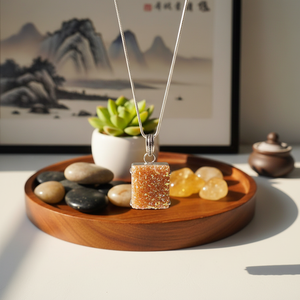 Hecho a mano cristal Natural amarillo ágata Druzy colgantes collar pulido cuarzo piedra preciosa Feng Shui estilo venta al por mayor amor estilo - Product Image 3