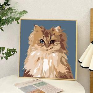 Peinture à l'huile numérique moderne DIY sur toile, motif chaton et chiot mignons, peinte à la main, taille personnalisée, art mural à suspendre - Product Image 2