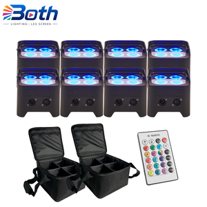 8pcs with 2 bags <b>Mini</b> Size Big Power 4x18W RGBWA+UV Battery Par <b>Light</b> <b>LED</b> Uplight for Wedding DJ Stage - Product Image 1