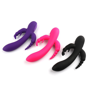 Vibratore di aspirazione del clitoride a 12 velocità tre teste Triplet Super Power stimolazione delle vibrazioni G Spot vibratore del coniglio Dildo per le donne - Product Image 4