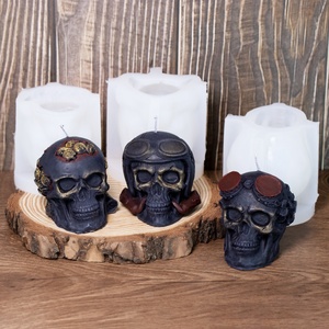 Moule à bougie en silicone Crâne Mécanique, Moule à savon en résine Crâne avec Casque Étoile à Cinq Branches pour la Fabrication de Bougies, Halloween et la Décoration Artistique - Product Image 2
